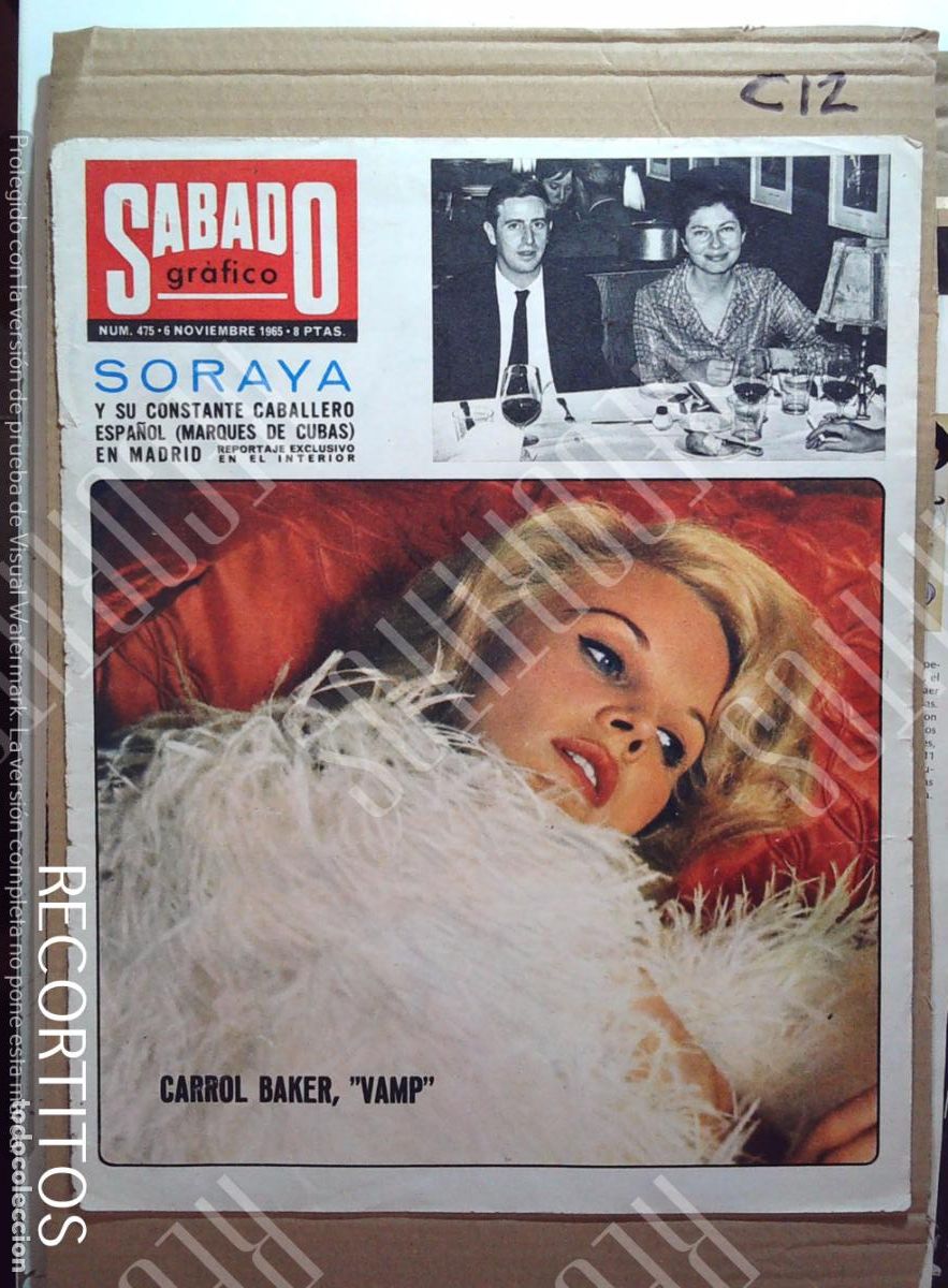 Coleccionismo de Revistas y Peri&oacute;dicos: CARROLL BAKER BABY DOLL HARLOW RECORTE PORTADA