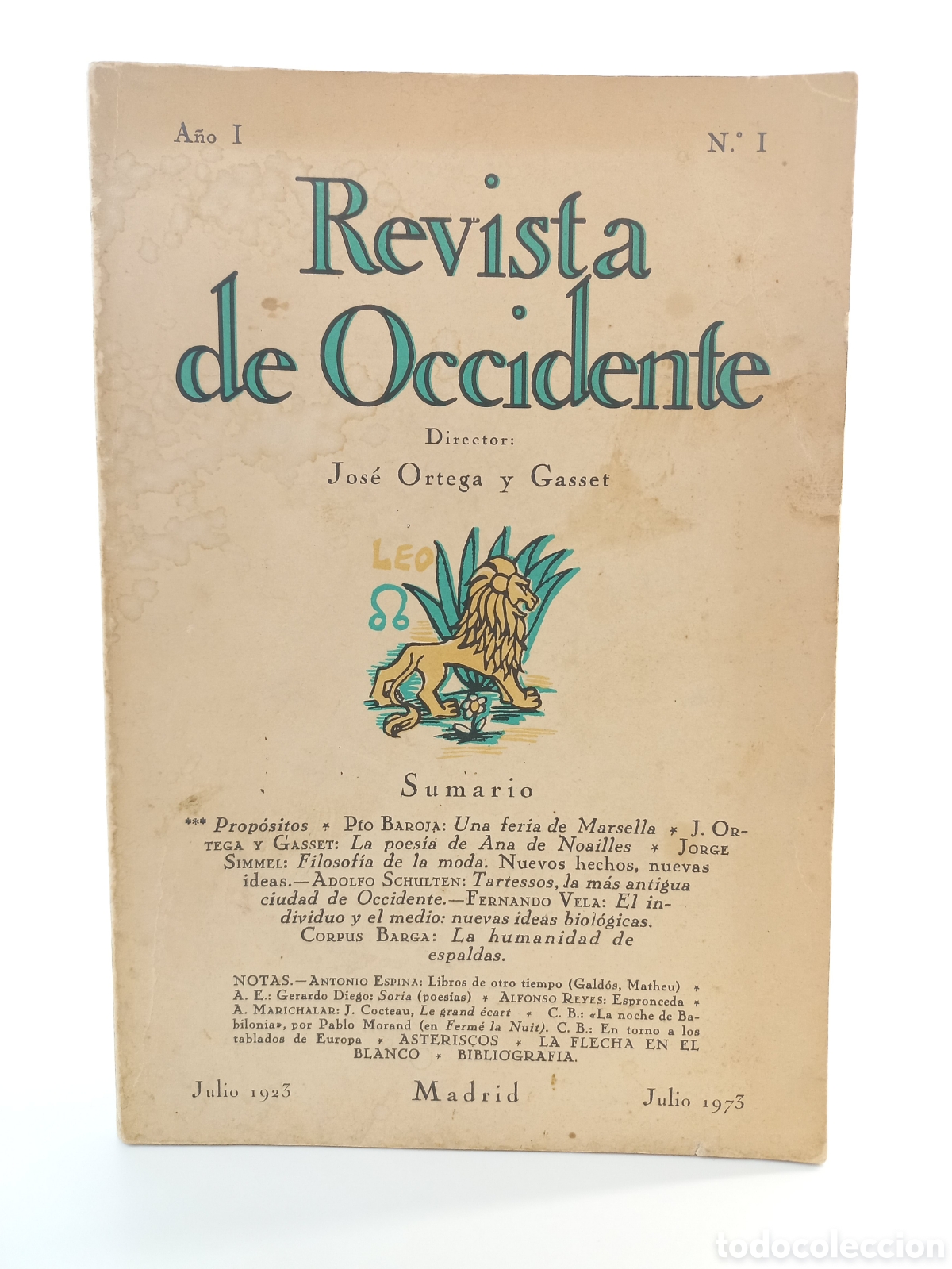 Collection Magazines and Newspapers: Primer N&uacute;mero Revista Occidente. Facs&iacute;mil de 1973.