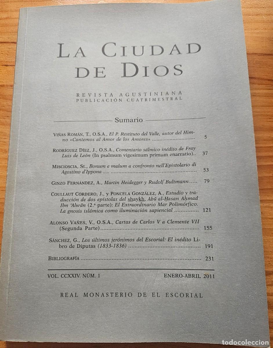 Coleccionismo de Revistas y Peri&oacute;dicos: La Ciudad de Dios - Revista Agustiniana vol. CCXXIV/1 Enero-Abril 2011 - 224 num. 1 - a&ntilde;o 127