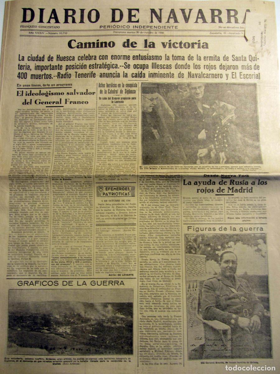Collection Magazines and Newspapers: Guerra Civil Diario de Navarra Pamplona 20 Octubre 1936. Illescas. Sig&uuml;enza+fotograf&iacute;a bombardeo