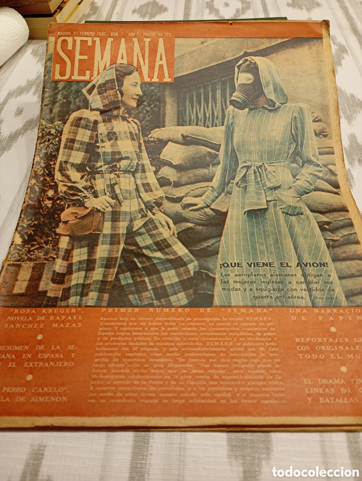 Coleccionismo de Revistas y Peri&oacute;dicos: SEMANA. Revista. Numero 1.27 Febrero 1940.Dificil .Buen estado