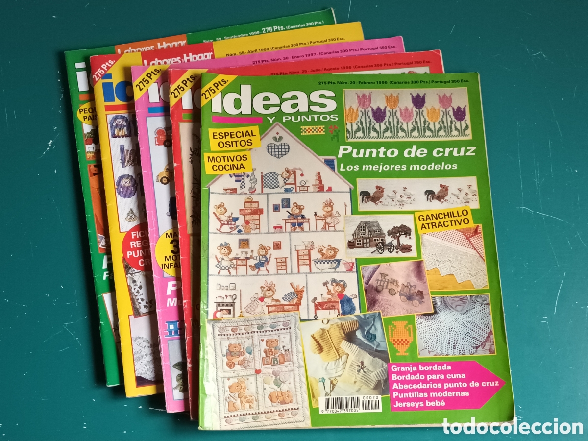 Coleccionismo de Revistas y Peri&oacute;dicos: Ideas y Puntos N&deg; 20, 25, 30, 55 y 59. Punto de cruz