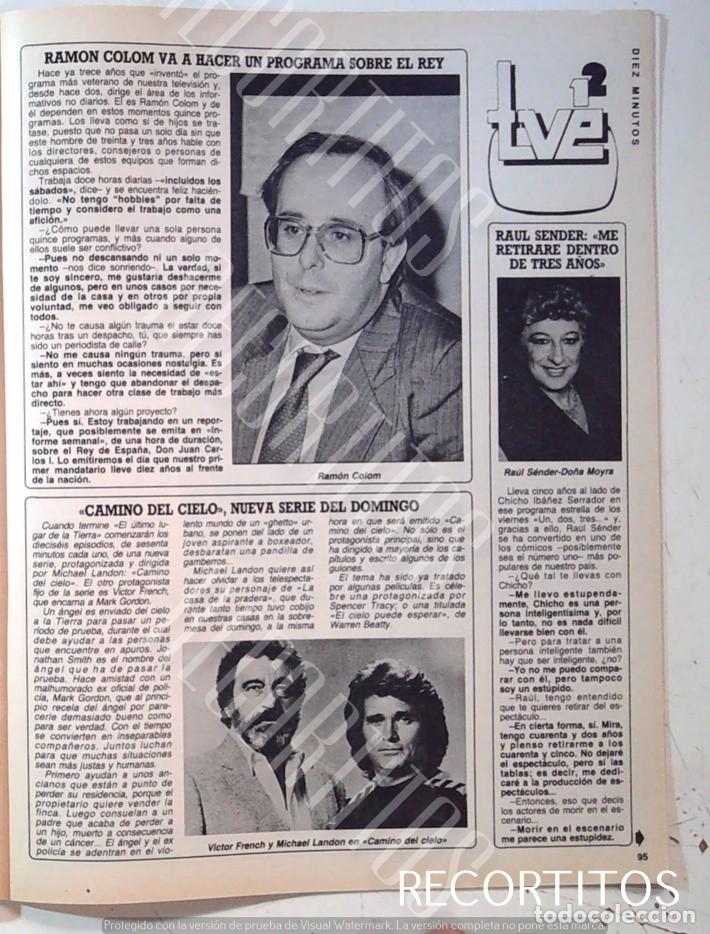 Coleccionismo de Revistas y Peri&oacute;dicos: UN DOS TRES 1 2 3 r RAUL SENDER RAMON COLOM AUTOPISTA HACIA EL CIELO MICHAEL LANDON VICTOR FENCH