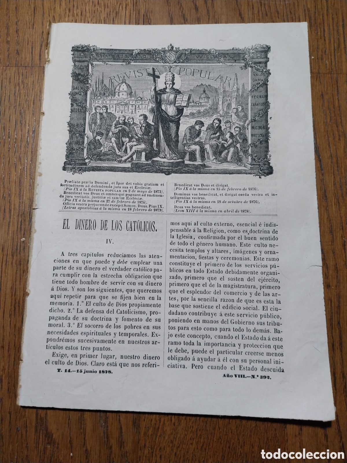Coleccionismo de Revistas y Peri&oacute;dicos: REVISTA 1878 AGUJA DE CLEOPATRA EN EGIPTO.LA SANTA MISION EN SARRIA.
