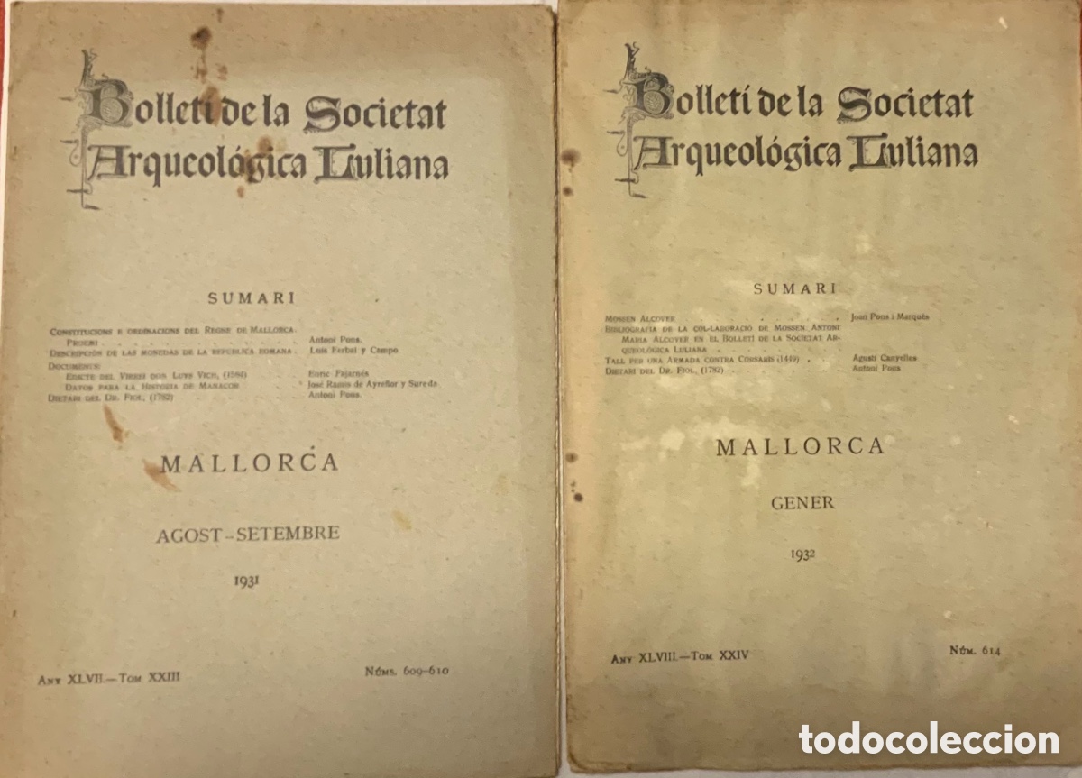 Coleccionismo de Revistas y Peri&oacute;dicos: Bollet&iacute; de la Societat Arqueol&ograve;gica Luliana (BSAL). 1931, 1932