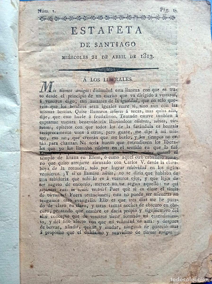 Coleccionismo de Revistas y Peri&oacute;dicos: Estafeta de Santiago 1813. 24 primeros numeros periodico absolutista guerra independencia Galicia