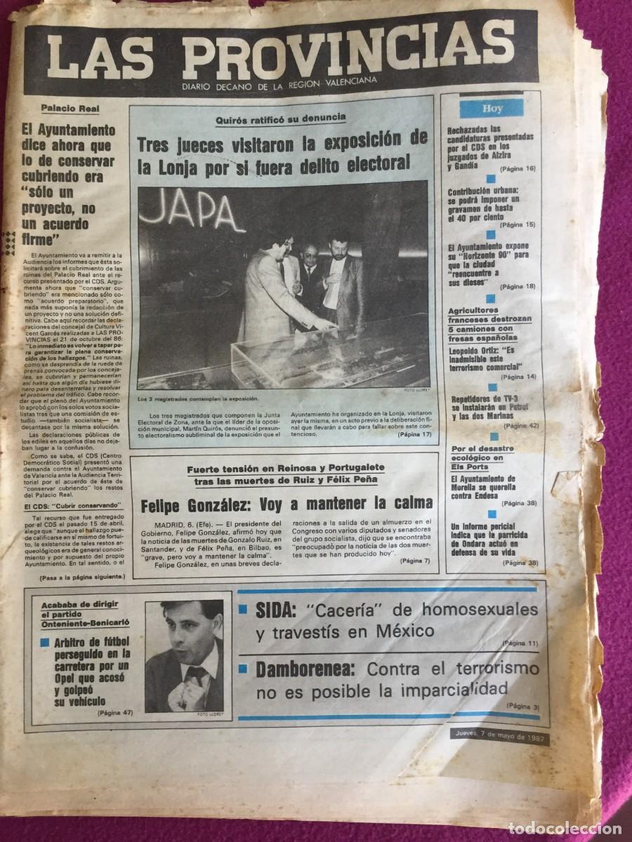Coleccionismo de Revistas y Peri&oacute;dicos: Periodico LAS PROVINCIAS 7 MAYO DE 1987 MECANO EN EL GRAN FESTIVAL DE LOS SUE&Ntilde;OS -DISCOTECAS RUTA