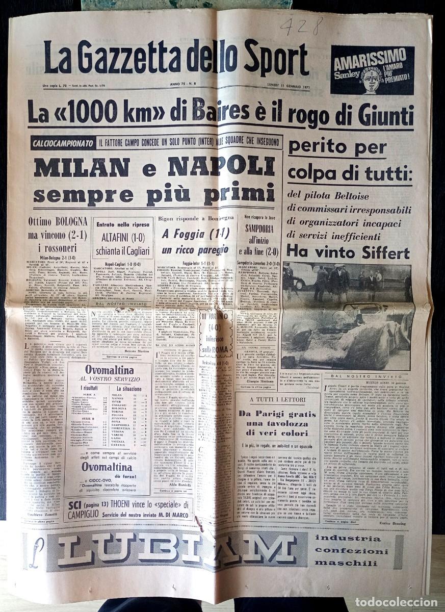 Coleccionismo de Revistas y Peri&oacute;dicos: La Gazzetta delio Sport n&ordm; 8 . 1971