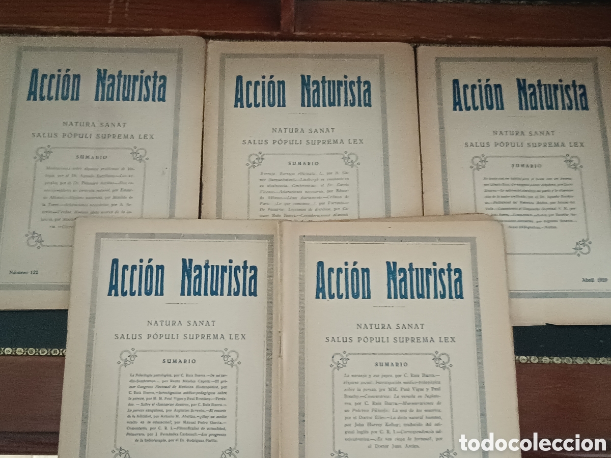 Colecionismo de Revistas e Jornais: LOTE 5 REVISTAS ACCI&Oacute;N NATURISTA (1929) MEDICINA NATURAL Y VEGETERIANISMO. DIR. RUIZ IBARRA.