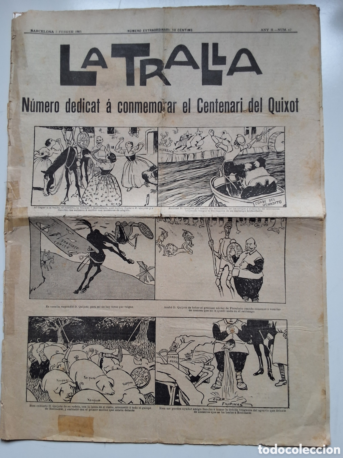 Coleccionismo de Revistas y Peri&oacute;dicos: La Tralla n&ordm;67 any 1905 N&ordm; extraordinari Centenari del Quixot Centenario del Quijote