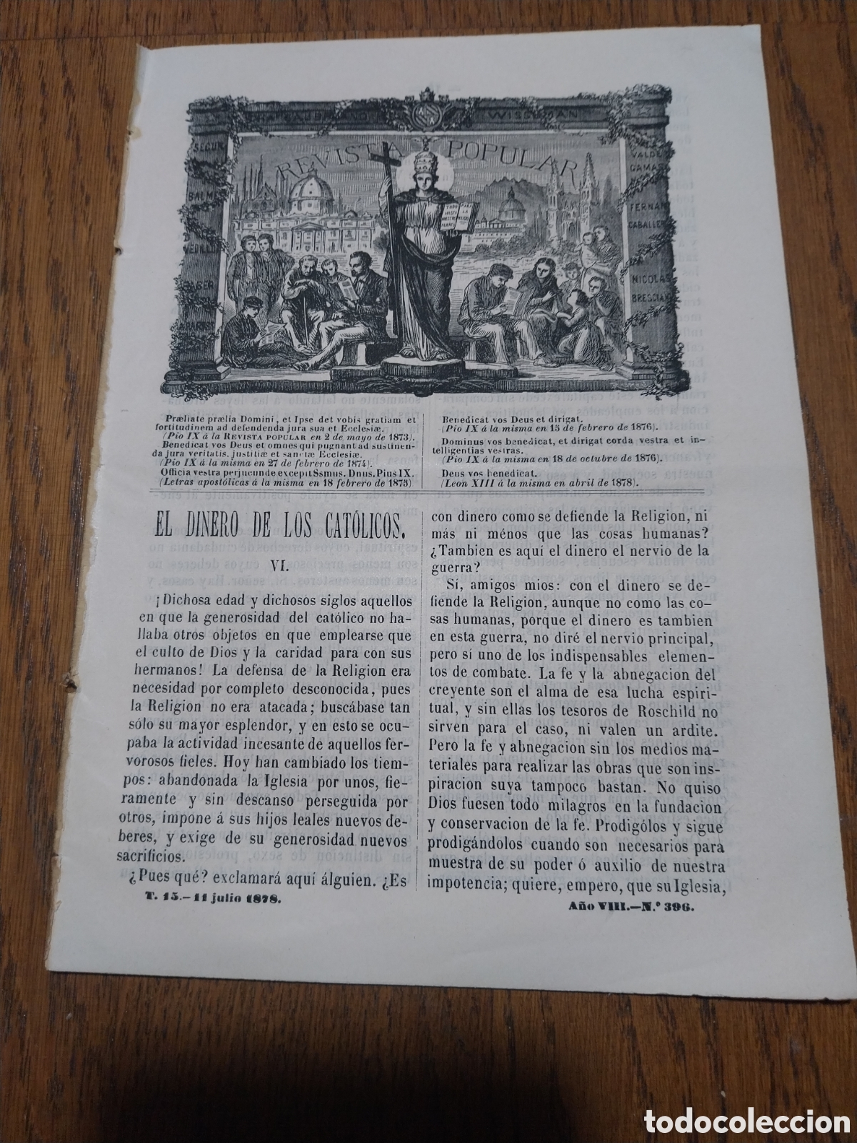 Coleccionismo de Revistas y Peri&oacute;dicos: REVISTA 1878 CATEDRAL D WORMS EN ALEMANIA. JUVENTUD CATOLICA D MANLLEU.MOVIMIENTO RELIGIOSO FIGUERAS