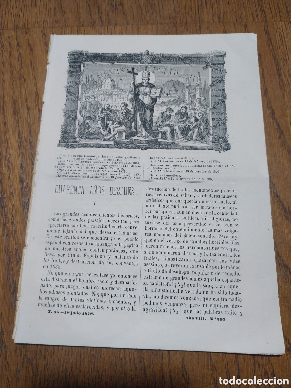 Coleccionismo de Revistas y Peri&oacute;dicos: REVISTA 1878 SAN VICENTE PAUL .CHOZA Y HOSPICIO D SAN VICENTE PAUL. LA JUVENTUD CAT&Oacute;LICA DE BERGA