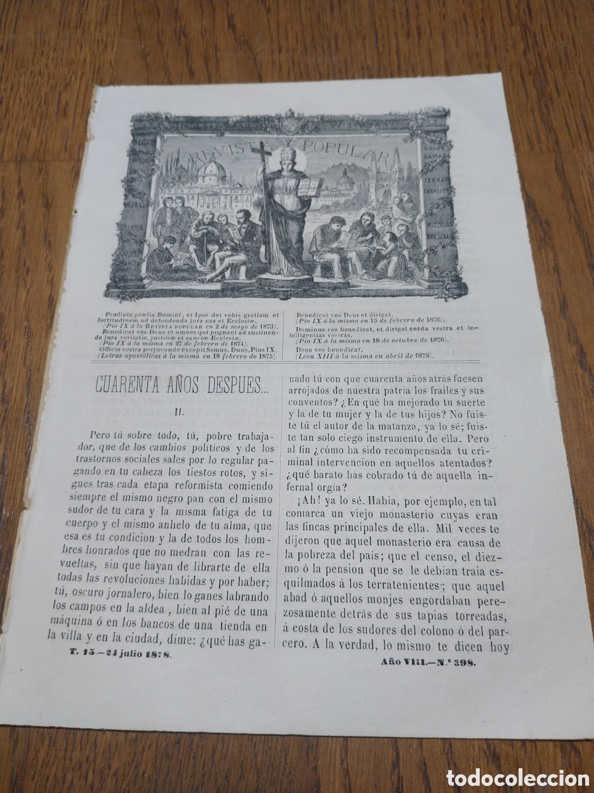 Coleccionismo de Revistas y Peri&oacute;dicos: REVISTA 1878 ABADIA DE SAN VICTOR EN MARSELLA. PROCESION DE ROGATIVAS EN VILASAR