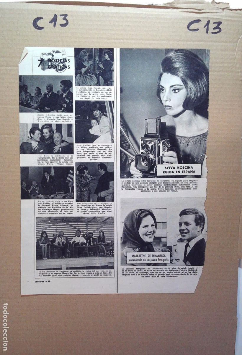 Coleccionismo de Revistas y Peri&oacute;dicos: SYLVA KOSCINA JOAN COLLINS VICENTA PARRA IRAN EORY MIGUEL LIGERO KIM NOVAK CHARLIE CHAPLIN
