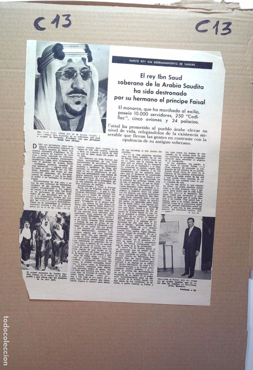 Coleccionismo de Revistas y Peri&oacute;dicos: EL REY IBN SAUD ARABIASAUDI PRINICIPE FAISAL AL