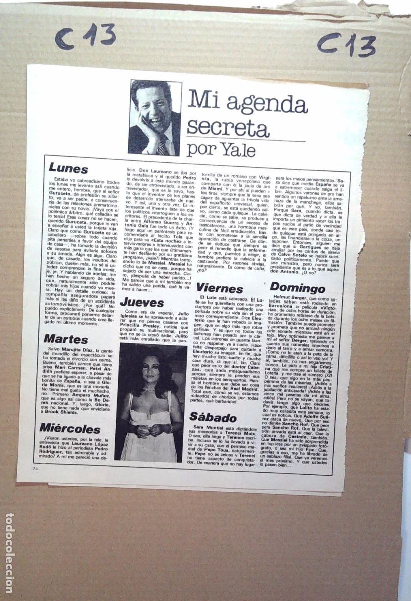 Coleccionismo de Revistas y Peri&oacute;dicos: SARA MONTIEL CLIO GOLDSMITH
