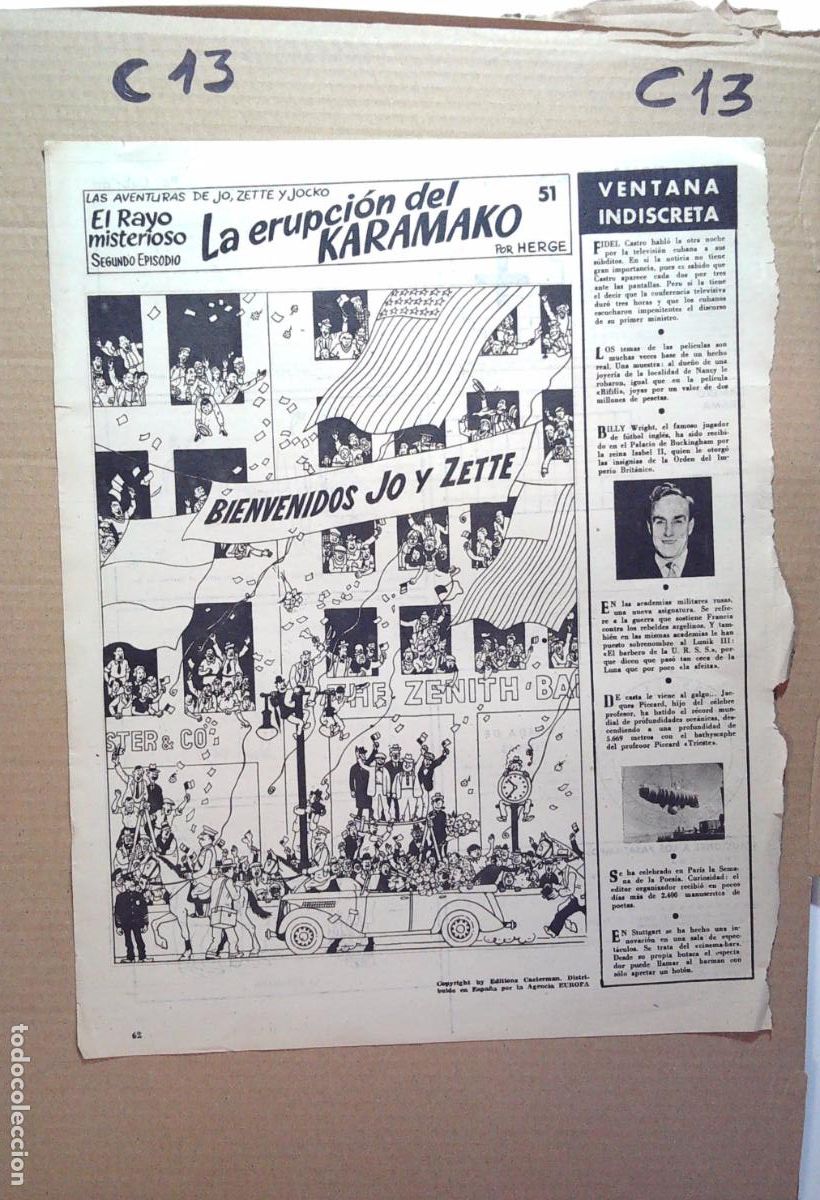 Collezionismo di Riviste e Giornali: HERGE LAS AVENTURAS DE JO SETTE Y JOCKO LA ERUPCION DEL KARAMAKO 51