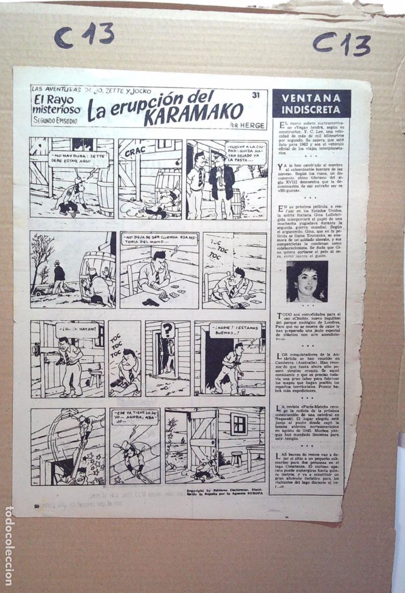 Collection Magazines and Newspapers: HERGE LAS AVENTURAS DE JO SETTE Y JOCKO LA ERUPCION DEL KARAMAKO 31