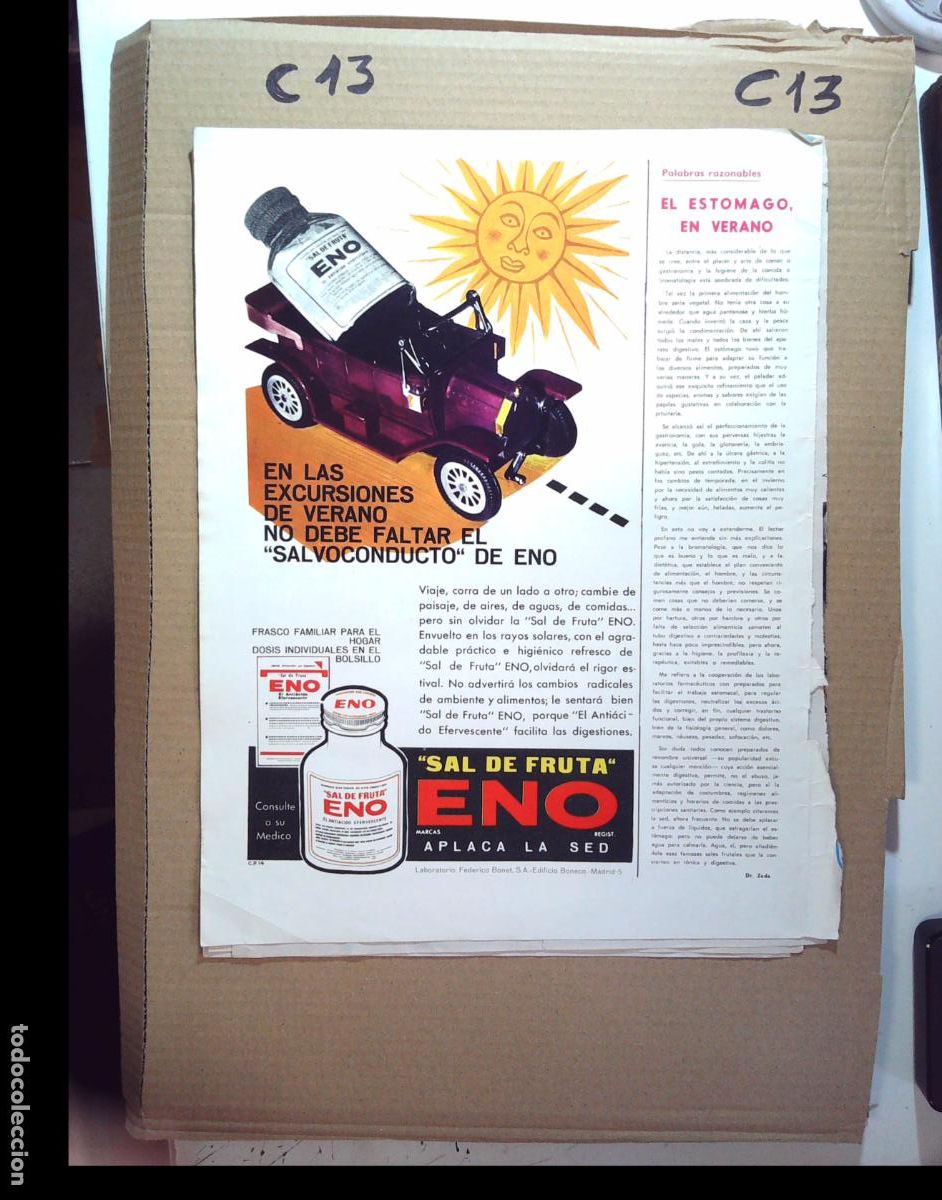 Coleccionismo de Revistas y Peri&oacute;dicos: SAL DE FRUTAS ENO ANUNCIO PUBLICIDAD