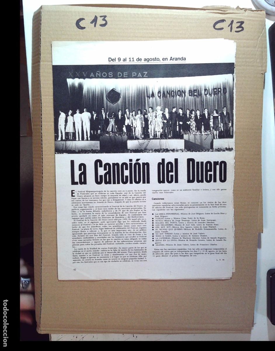 Coleccionismo de Revistas y Peri&oacute;dicos: FESTIVAL DE LA CANCION DEL DUERO