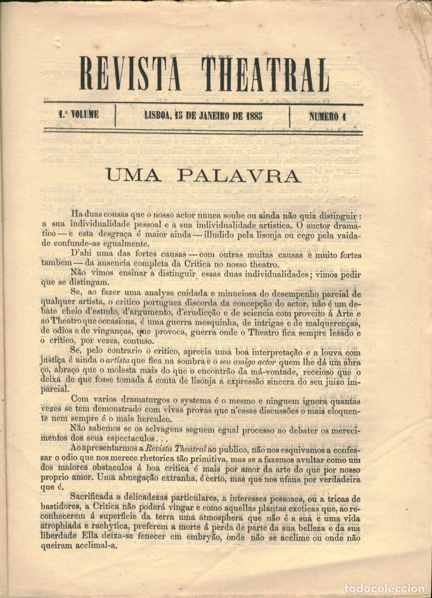 Coleccionismo de Revistas y Peri&oacute;dicos: Revista Theatral: 1885, 1895 [Teatro Portugal S. XIX]