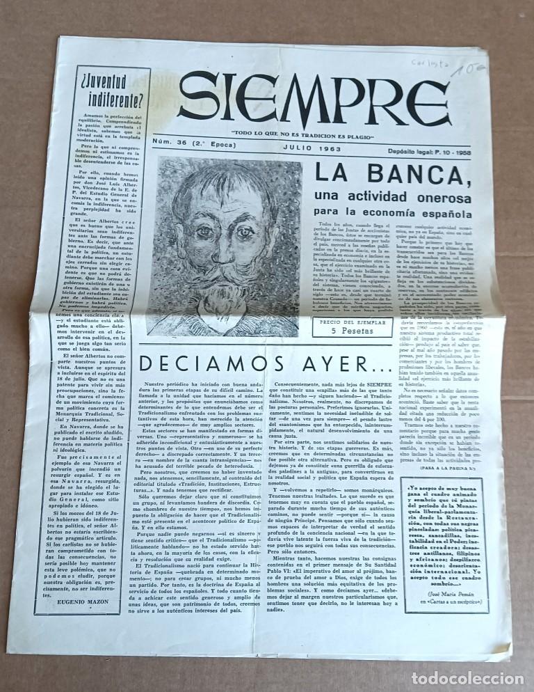 Coleccionismo de Revistas y Peri&oacute;dicos: Peri&oacute;dico SIEMPRE - Todo lo que no tradici&oacute;n es plagio julio de 1983 num 36 - carlista
