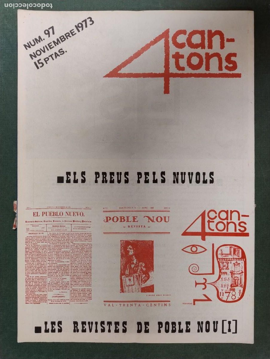 Coleccionismo de Revistas y Peri&oacute;dicos: REVISTA 4 CANTONS POBLENOU NOVIEMBRE 1973 REVISTES SETMANA TRAGICA N&ordm; 97