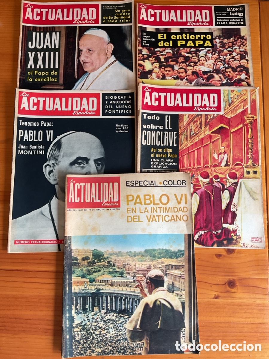 Collection Magazines and Newspapers: Lote 5 revistas La Actualidad Espa&ntilde;ola (1963&ndash;1964) &ndash; Juan XXIII, Conclave y Pablo VI