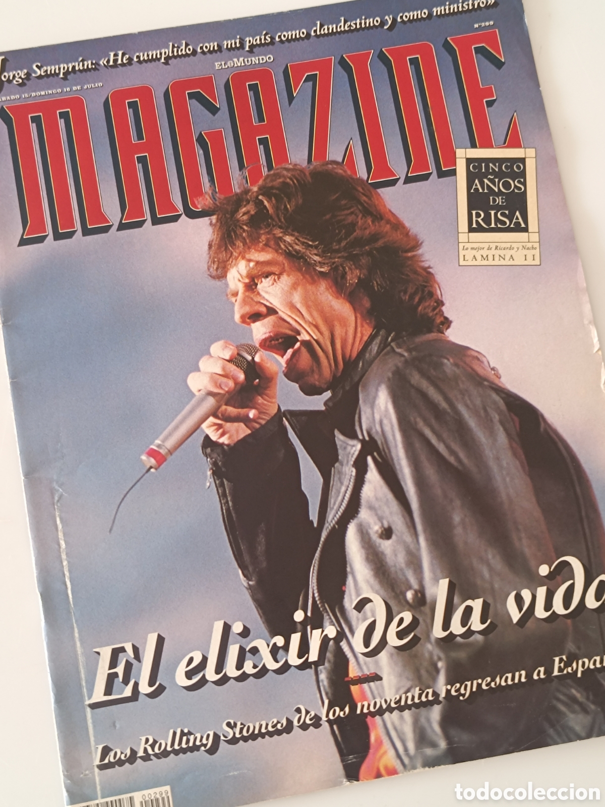 Collection Magazines and Newspapers: Magazine El Mundo n&deg;299 a&ntilde;o 1995 Rolling Stones Jorge Sempr&uacute;n