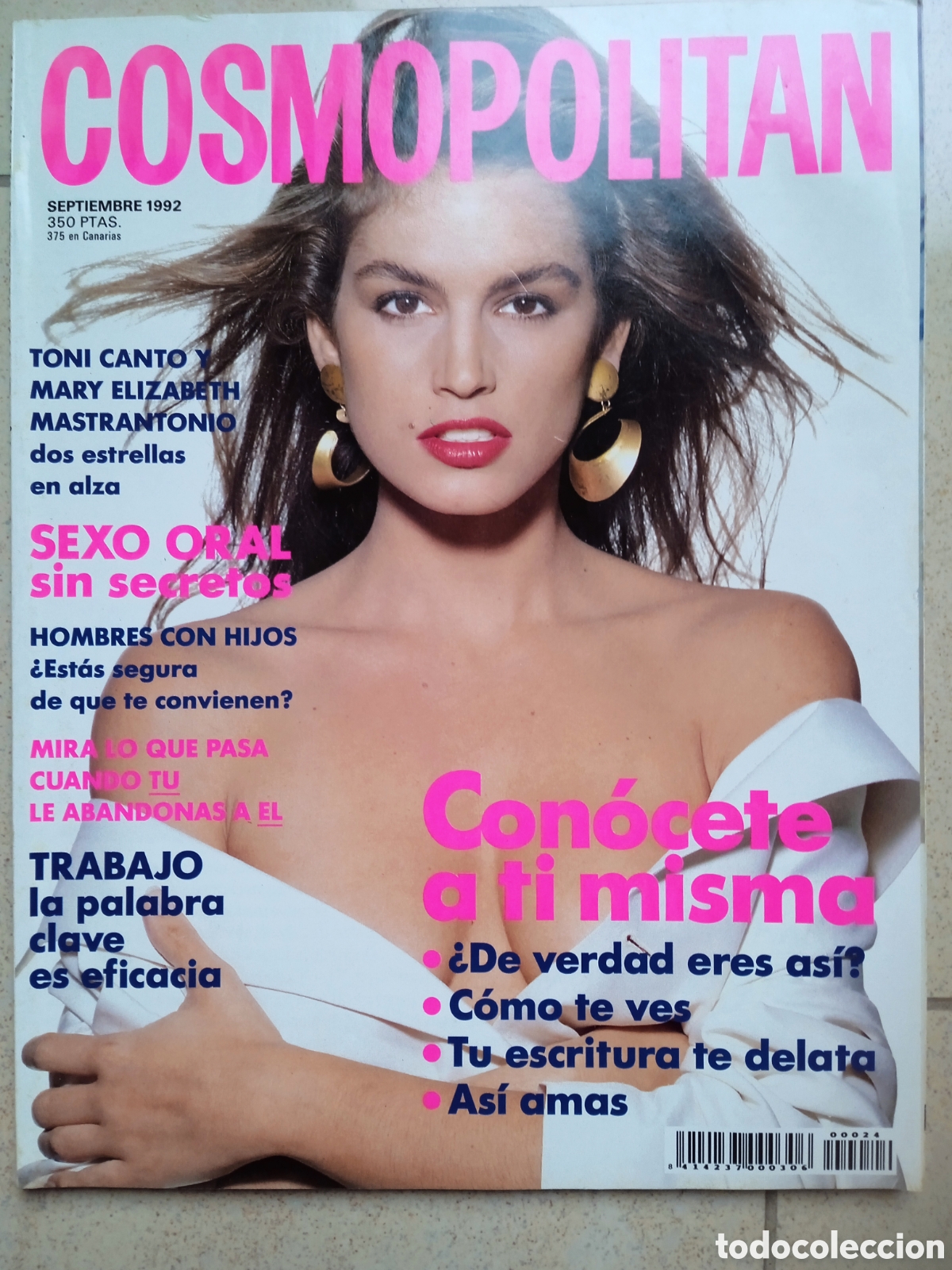 Coleccionismo de Revistas y Peri&oacute;dicos: Revista Cosmopolitan sept 1992 portada Cindy Crawfort - Mary Elisabeth Mastrantonio