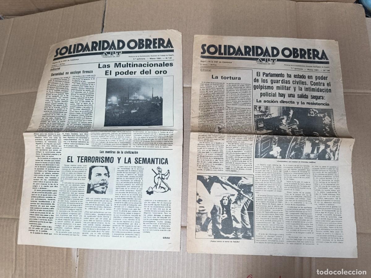 Colecionismo de Revistas e Jornais: LOTE 2 ANTIGUOS DIARIOS ANARQUISTAS SOLIDARIDAD OBRERA, CNT 1981, TRANSICION POLITICA -P24