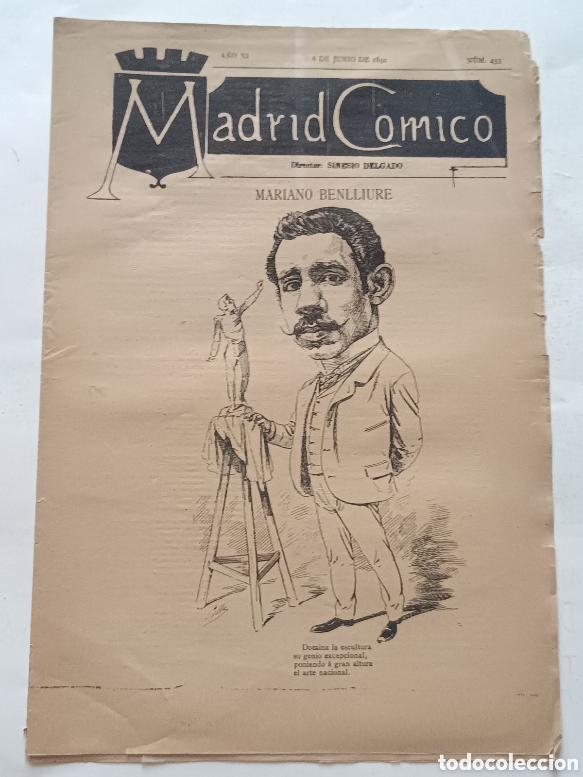 Sammeln von Zeitschriften und Zeitungen: MADRID C&Oacute;MICO 1891. GRAN CARICATURA DE MARIANO BENLLIURE EN PORTADA POR CILLA. Guerra a Guerrita...