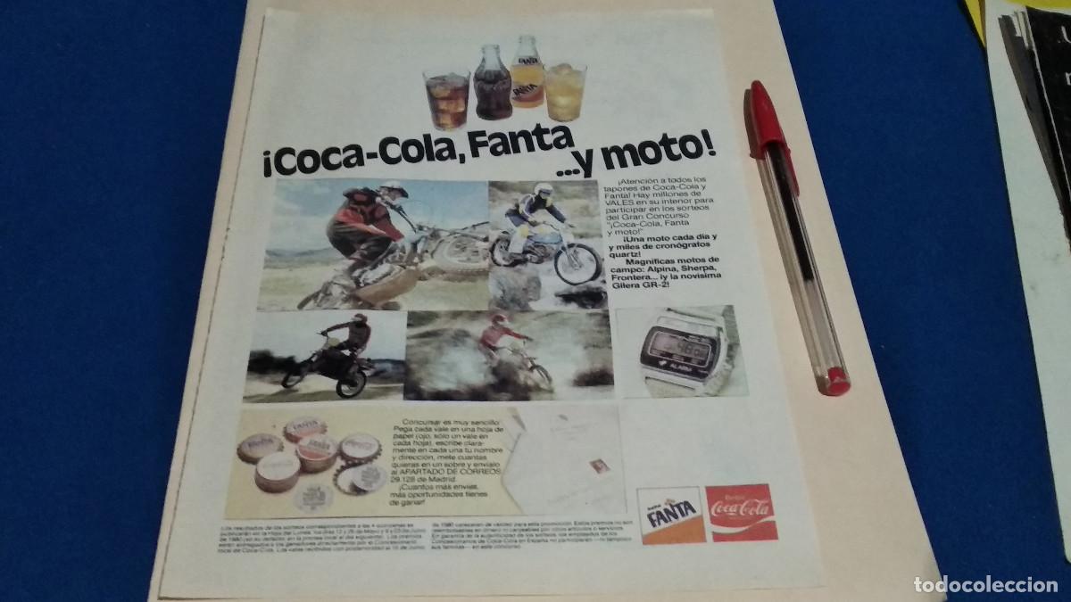 Coleccionismo de Revistas y Peri&oacute;dicos: Anuncio - Publicidad de Revista HOJA -COCA COLA, FANTA Y MOTO - 1980