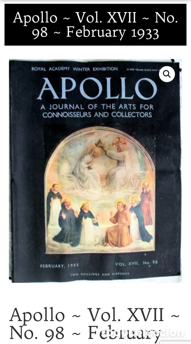 Collezionismo di Riviste e Giornali: revista Apollo , especialidad en artes, publicada en febrero de 1933