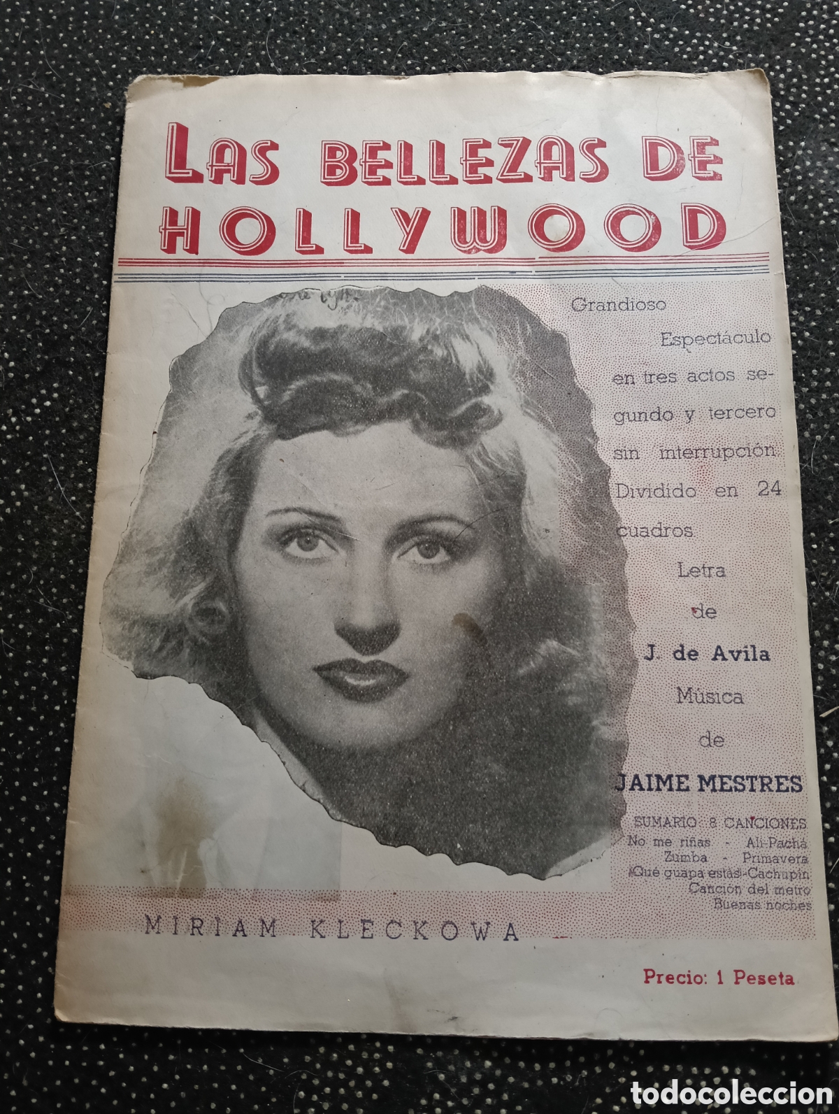 Coleccionismo de Revistas y Peri&oacute;dicos: Revista Las Bellezas de Hollywood, con la letra de varias canciones.