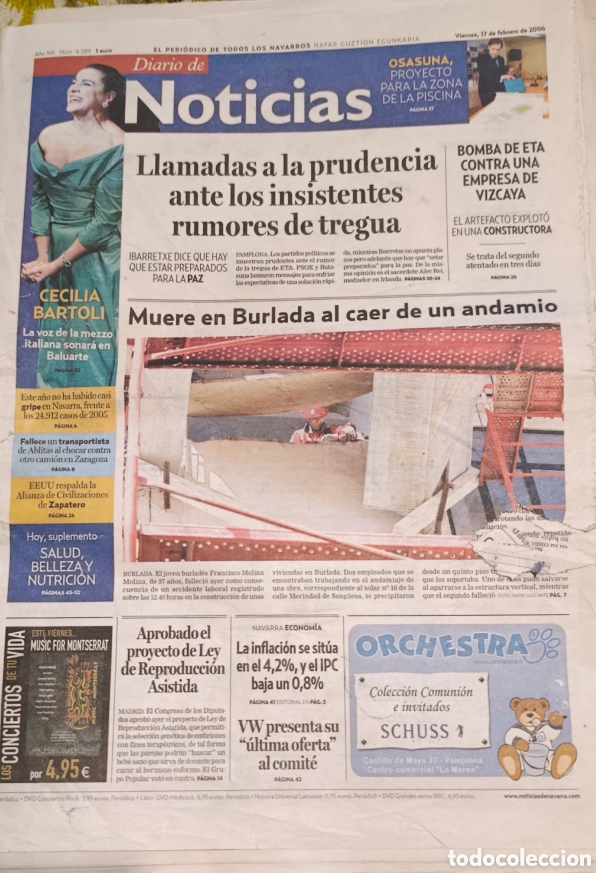 Coleccionismo de Revistas y Peri&oacute;dicos: Peri&oacute;dico Diario de Noticias - 17 de febrero de 2006