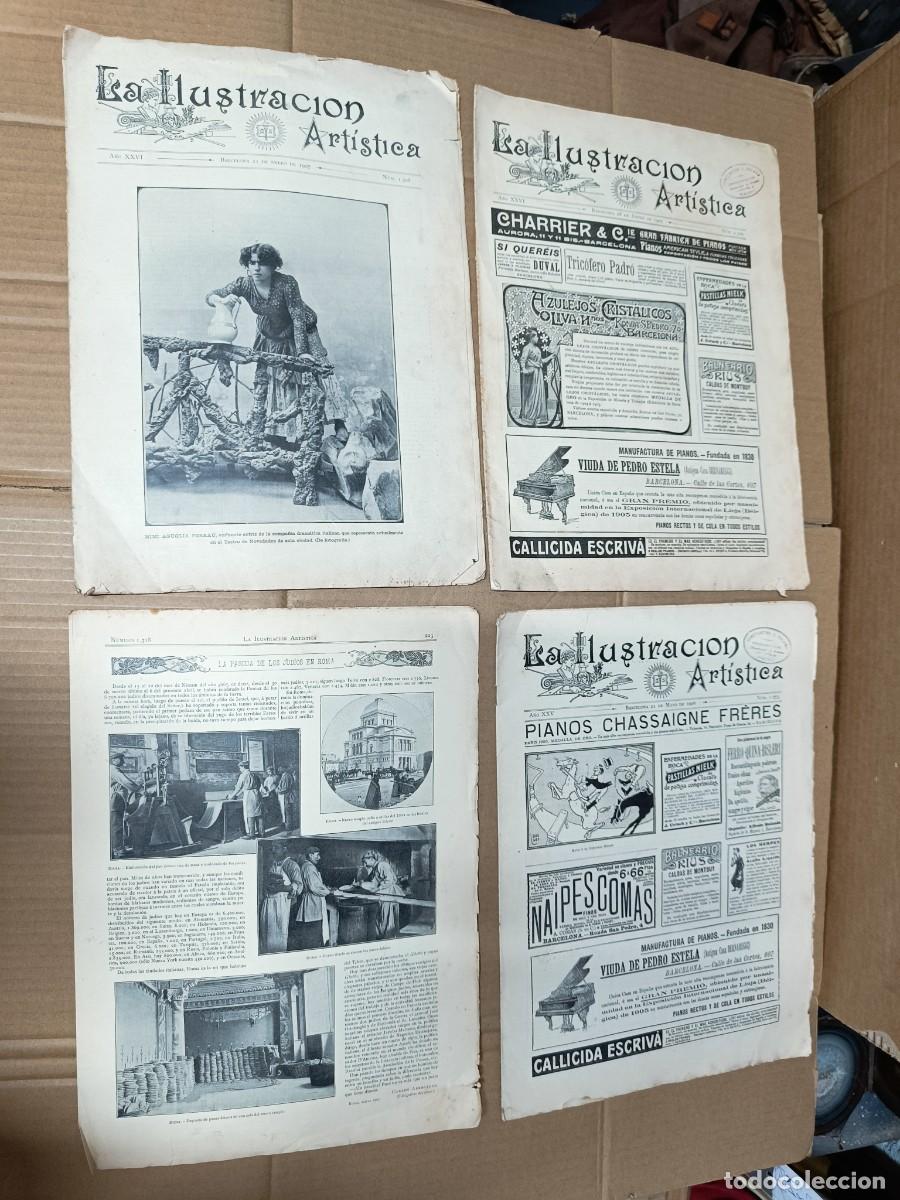 Coleccionismo de Revistas y Peri&oacute;dicos: LOTE DE 4 ANTIGUAS REVISTAS LA ILUSTRACION ARTISTICA, 1906 - 1907, REINA MARIA CRISTINA, TANGER -PLA