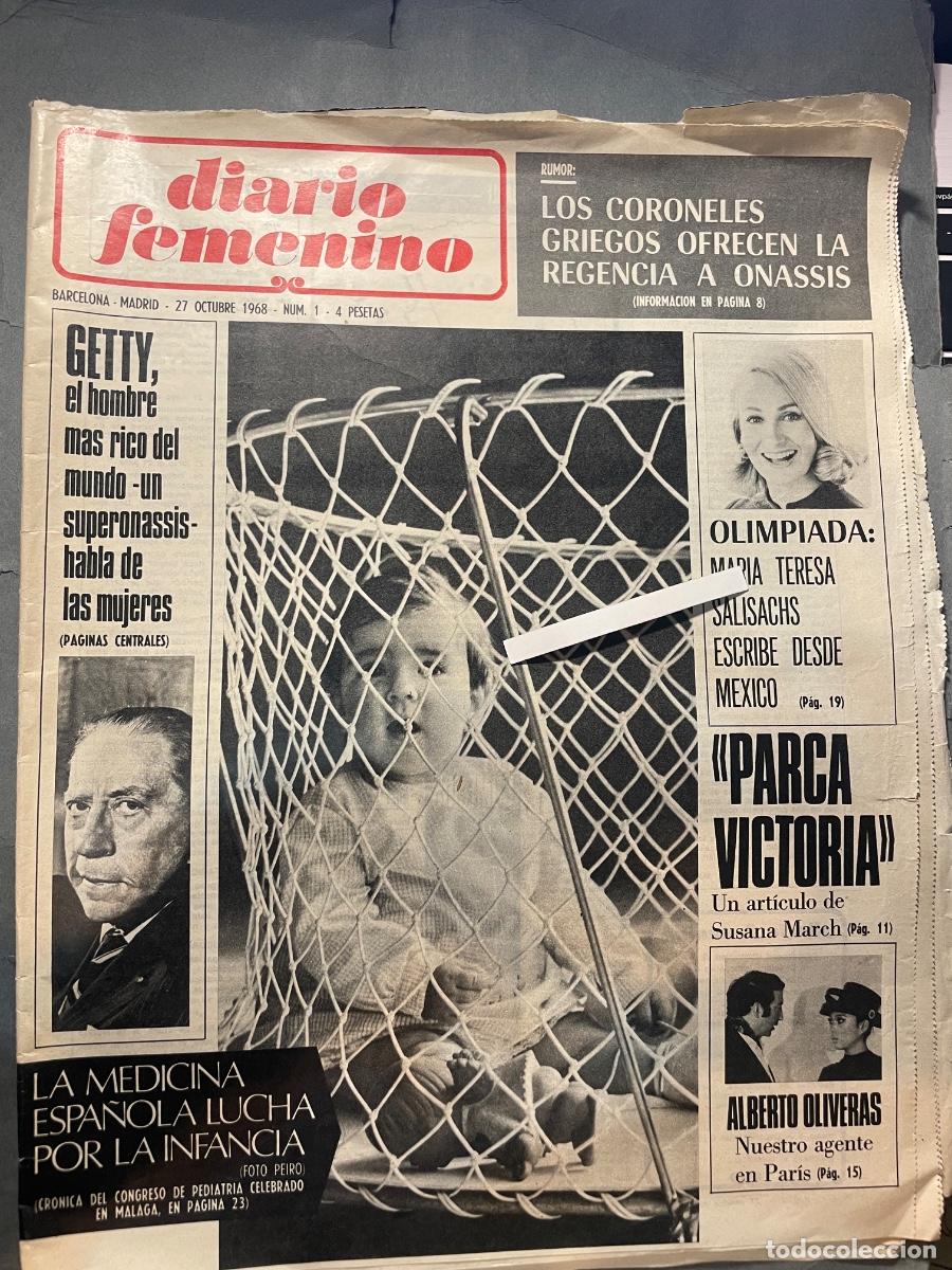 Collectionnisme de Revues et Journaux: ANTIGUA PUBLICACI&Oacute;N - DIARIO FEMENINO - COLECC. NUMEROS 1 - BARCELONA -MADRID 27 OCTUBRE 1968 N&ordm; 1