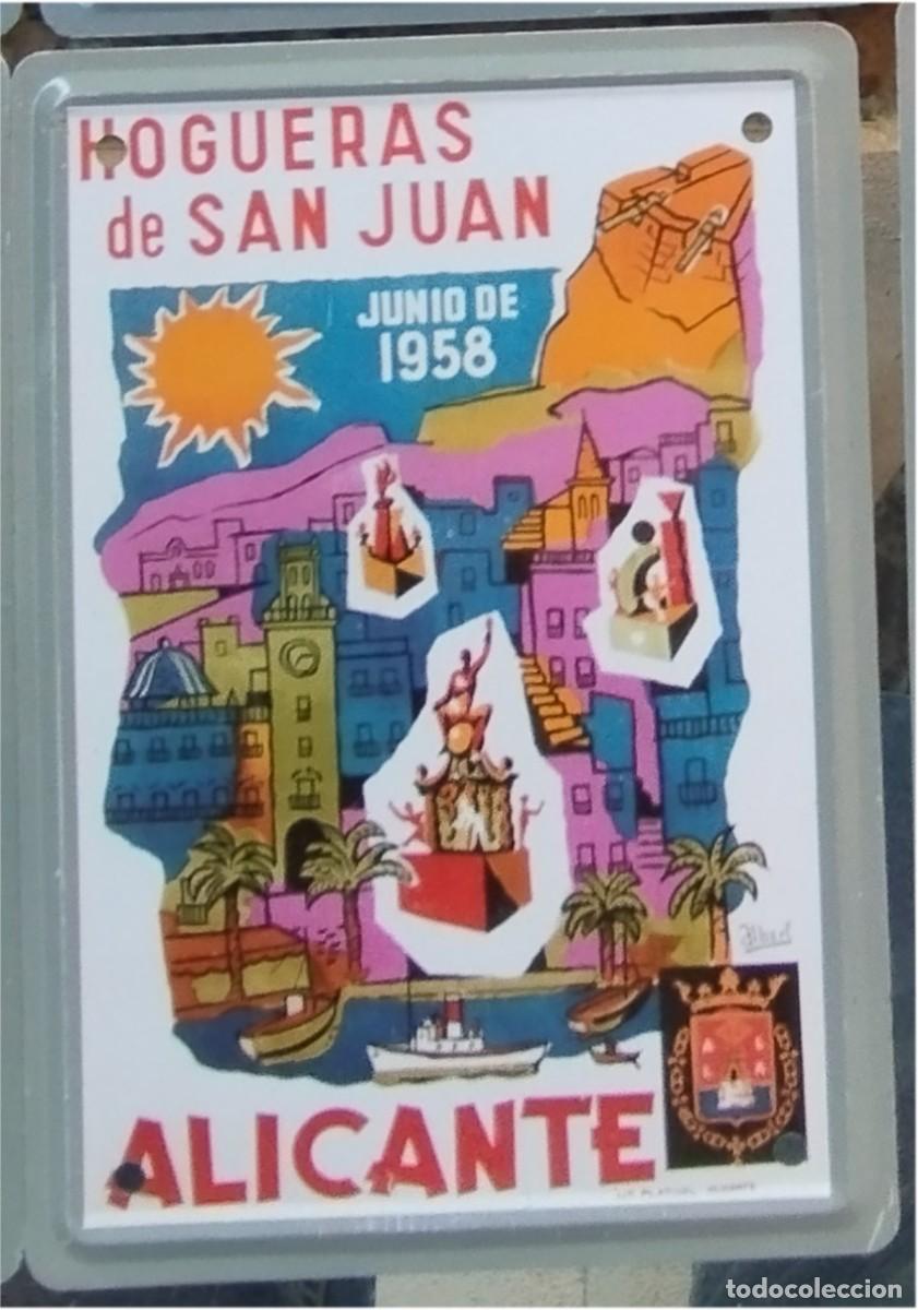 Sammeln von Zeitschriften und Zeitungen: HOGUERAS DE SAN JUAN ALICANTE REPRODUCCION CARTEL EN METAL FOGUERES DE SANT JUAN DEL A&Ntilde;O 1958 MIDE