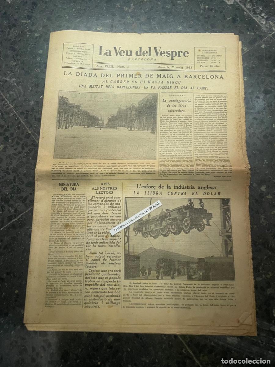 Coleccionismo de Revistas y Peri&oacute;dicos: ANTIGUA PUBLICACI&Oacute;N - LA VEU DEL VESPRE - ANY XLIII -N&ordm;1 DIMARTS 2 DE MAIG 1933 - LA DIADA DEL 1 DE
