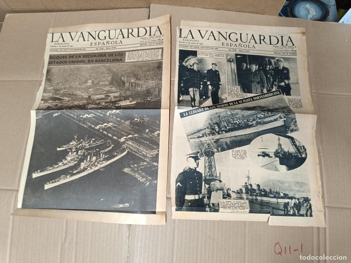 Collection Magazines and Newspapers: LOTE DE 2 ANTIGUOS RECORTES, PORTADAS DE LA VANGUARDIA 1952, FLOTA USA, MARINA BUQUES, BARCELONA P24