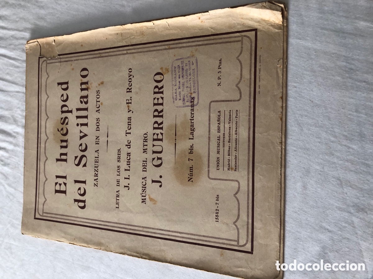 Coleccionismo de Revistas y Peri&oacute;dicos: El hu&eacute;sped Del Sevillano j. Guerrero &ldquo;partitura publicitaria&rdquo;