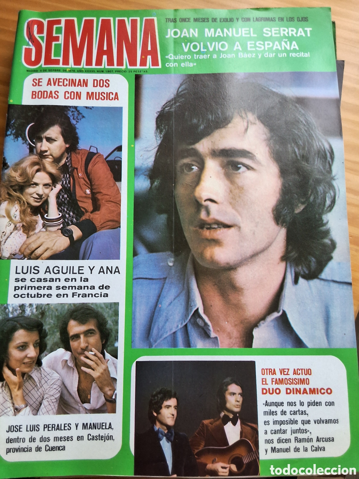 Coleccionismo de Revistas y Peri&oacute;dicos: Semana revista actualidad (4/9/1976) Serrat D&uacute;o din&aacute;mico Kevin Dobson poster suplemento