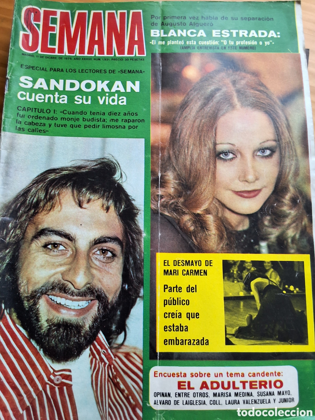 Coleccionismo de Revistas y Peri&oacute;dicos: Semana revista actualidad (11/12/1976) Blanca Estrada Sandokan poster suplemento