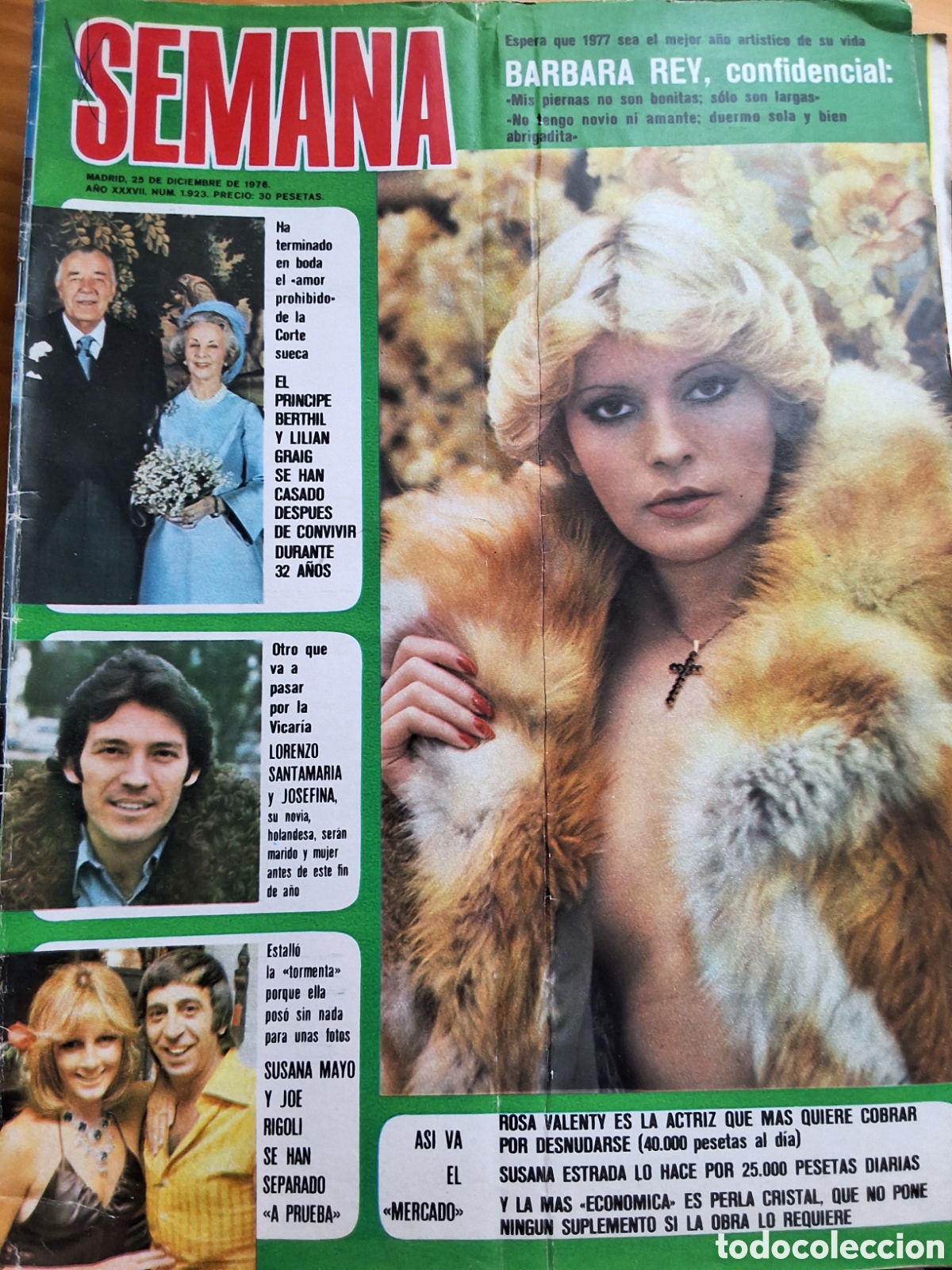 Coleccionismo de Revistas y Peri&oacute;dicos: Semana revista actualidad (25/12/1976) Barbara rey poster trio acuario suplemento