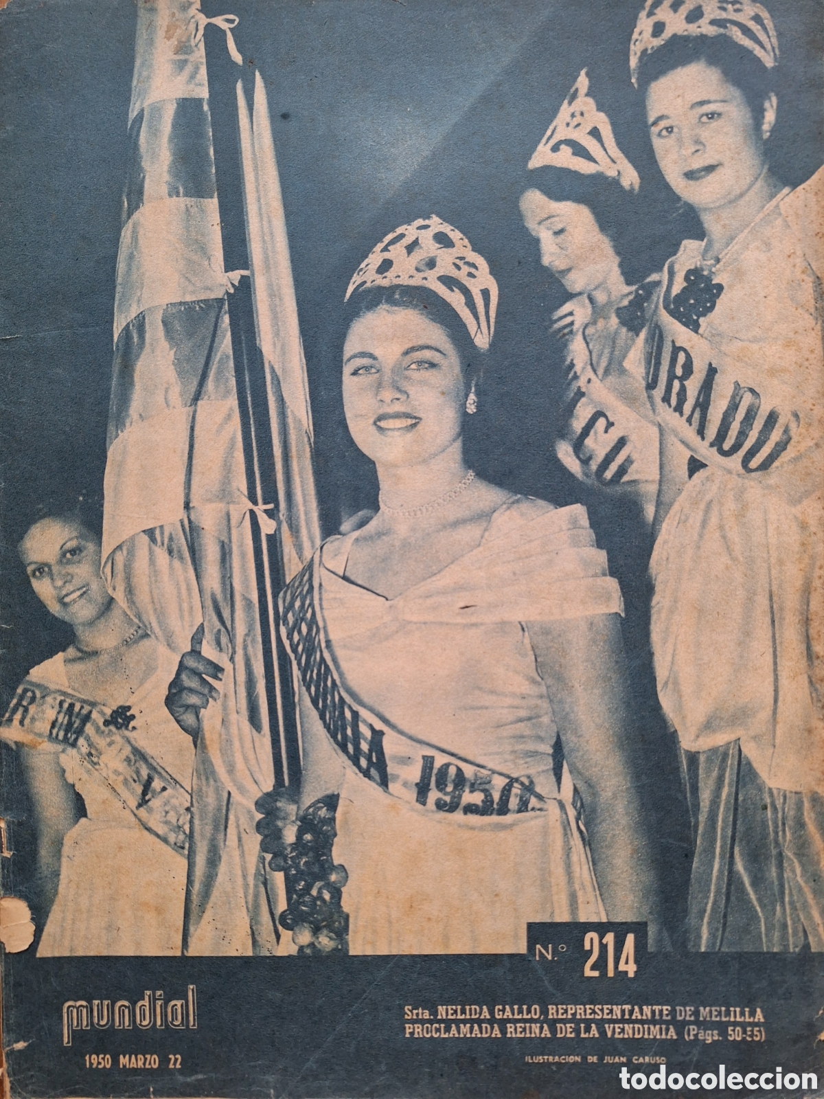 Coleccionismo de Revistas y Peri&oacute;dicos: REVISTA 1950 NELIDA GALLO REINA DE LA VENDIMIA DE MELILLA URUGUAY HOTEL MIRAMAR