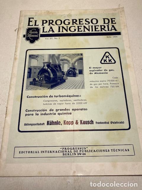 Coleccionismo de Revistas y Peri&oacute;dicos: REVISTA EL PROGRESO DE LA INGENIER&Iacute;A. 1934. NUMERO 7. VEREIN DEUTCHER INGENIEURE, BERLIN
