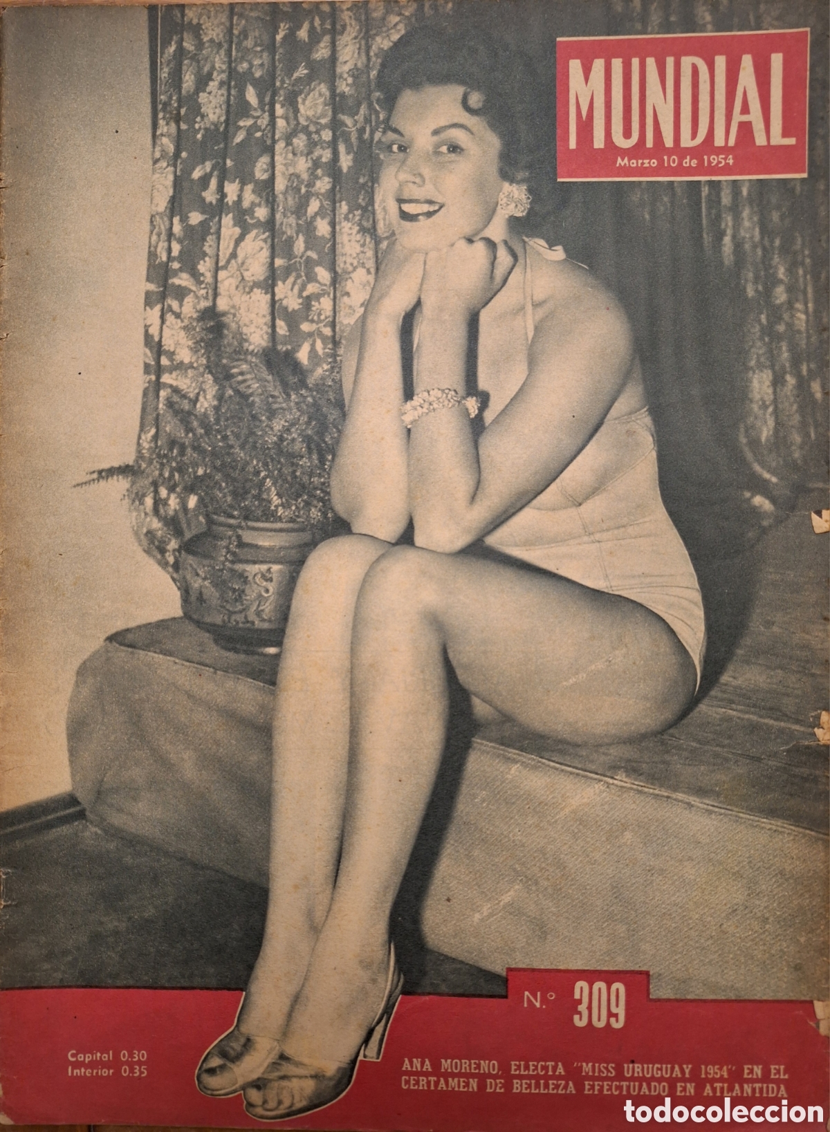 Coleccionismo de Revistas y Peri&oacute;dicos: REVISTA 1954 ANA MORENO MISS URUGUAY EN ATLANTIDA