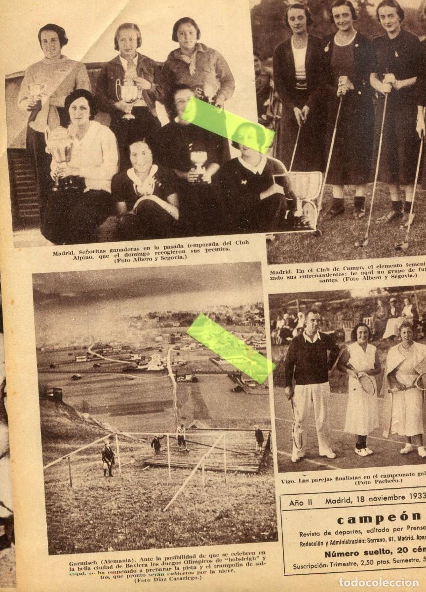 Coleccionismo de Revistas y Peri&oacute;dicos: REVISTA A&Ntilde;O 1933 CAMPEONATO DE TENNIS GALLEGO DE GALICIA VIGO ESQUIADORAS CLUB ALPINO CLUB DE CAMPO