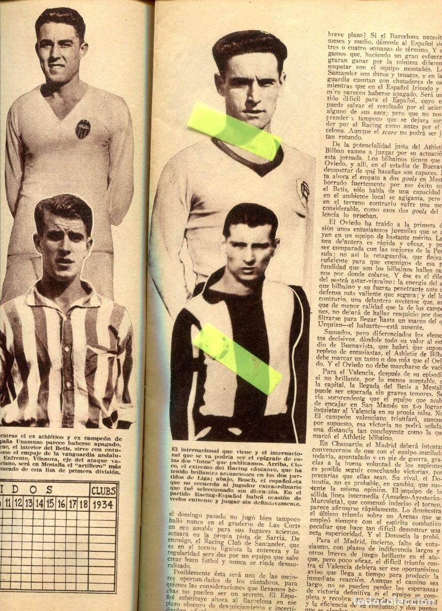 Coleccionismo de Revistas y Peri&oacute;dicos: REVISTA A&Ntilde;O 1933 JUGADOR DE FUTBOL UNAMUNO VILANOVA CISCO BOSCH GALLART IRARAGORRI PICHICHI BILBAO